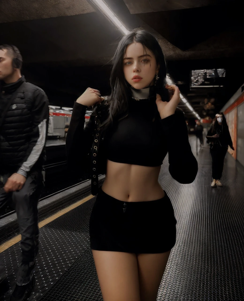 A stunning intricate full color portrait of BillieEilish,
wearing a black turtleneck,
epic character composition,
by ilya kuvshinov, alessio albi, nina masic,
sharp focus, natural lighting, subsurface scattering, f2, 35mm, film grain