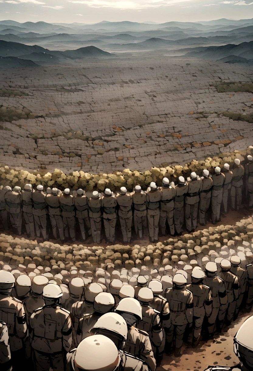 wasteland、10,000 troops in formation、Overhead shot