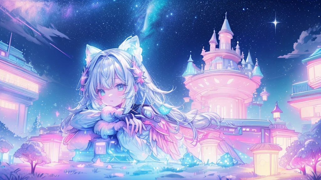 Perfect Anatomy、Perfect human body、Super detailed、Highest quality、Masterpiece、Award-winning works、A cute little guy wearing a rabbit costume、fluffy、Loose、pastel colour、Highest quality、Masterpiece、Milky white hair color、kawaii tech,Unique and cute outfits、