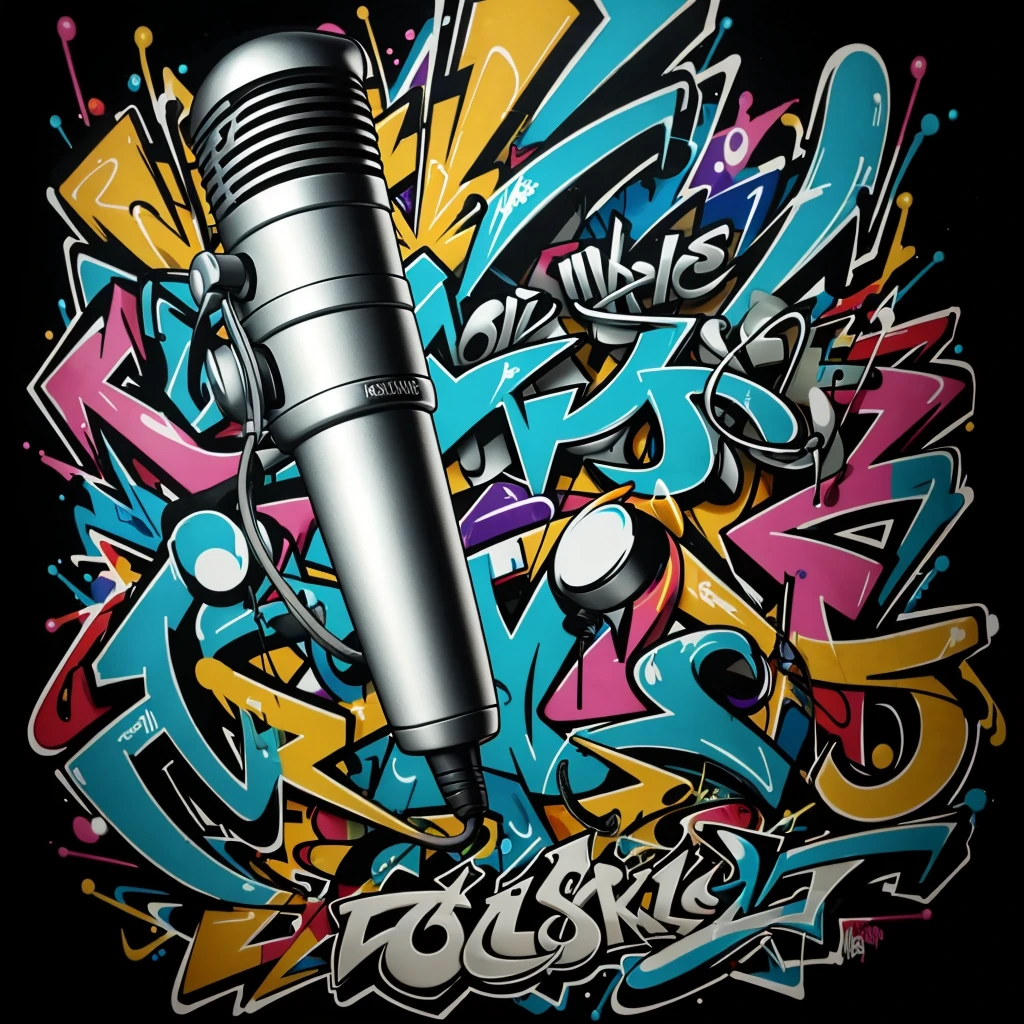 graffiti art of a microphone drawn animation with the phrase "keep taking cast' written ago