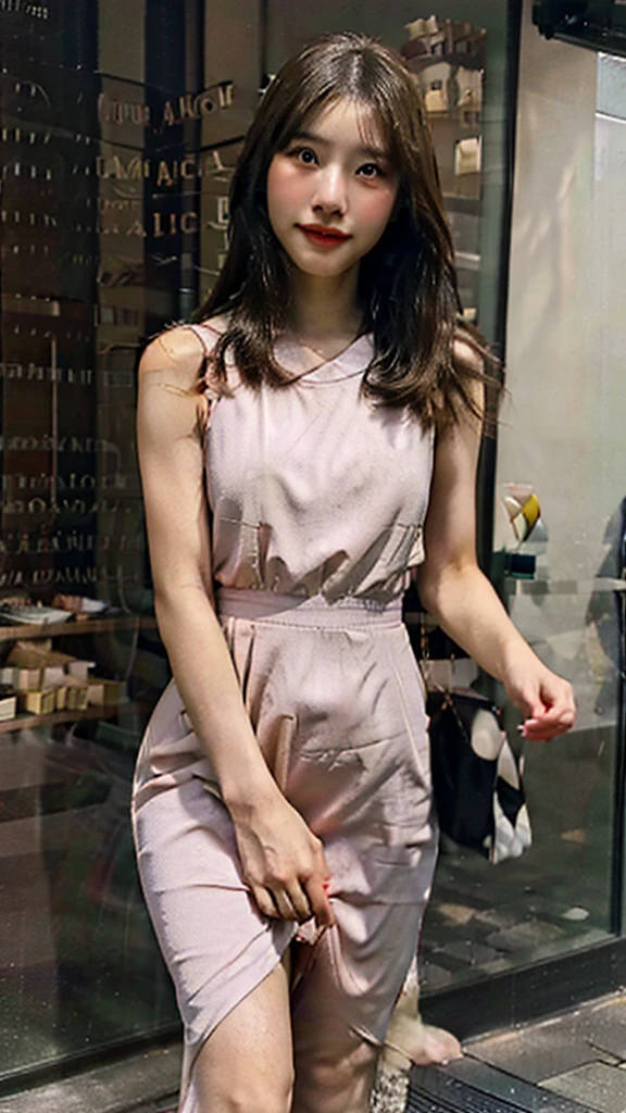 Beautiful and elegant young lady. Eurasian cuteness Overload in a simple and elegant tight summer dress