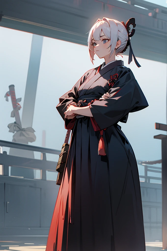 Adult, Female, samurai Clothing, Standing pose, Town background