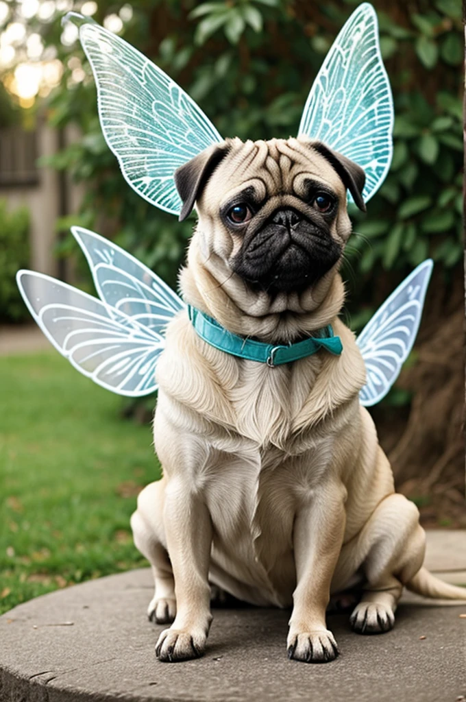 Pug with fairy wings