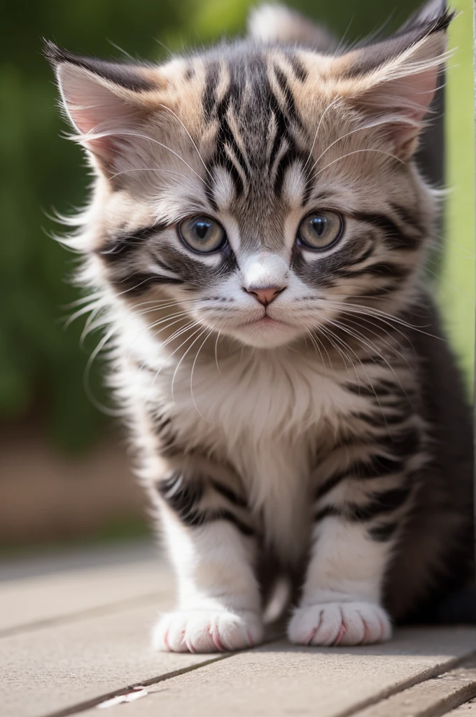 sad kitten cat, because his mother died in a car accident