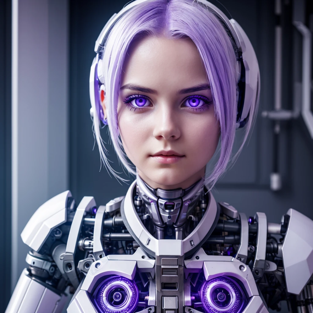 (((aerial perspective top close up portrait view:1.5))), (SRS:1.5), pretty girl mecha (cyborg:1.5) with long blue purple hair, ((sleeping, eyes closed:1.2)), (standing in a charging open incubator tube), highly detailed, In the style of Ghost in the shell anime