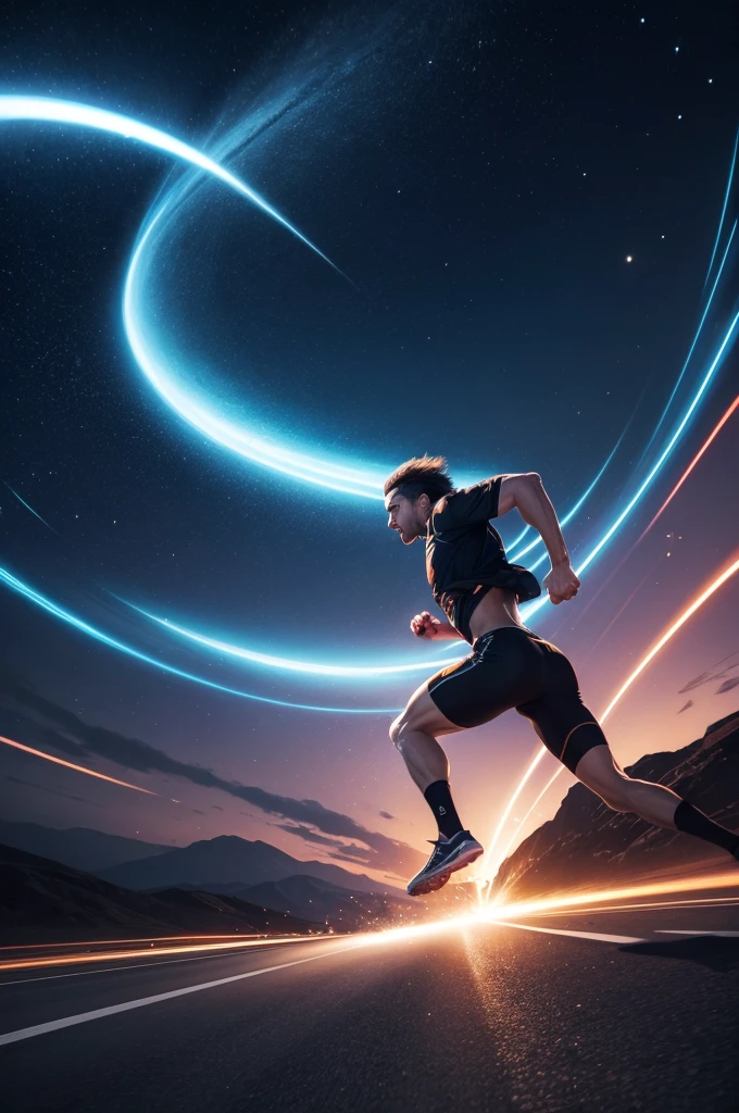 Man runs through the eons and exceeds the speed of light