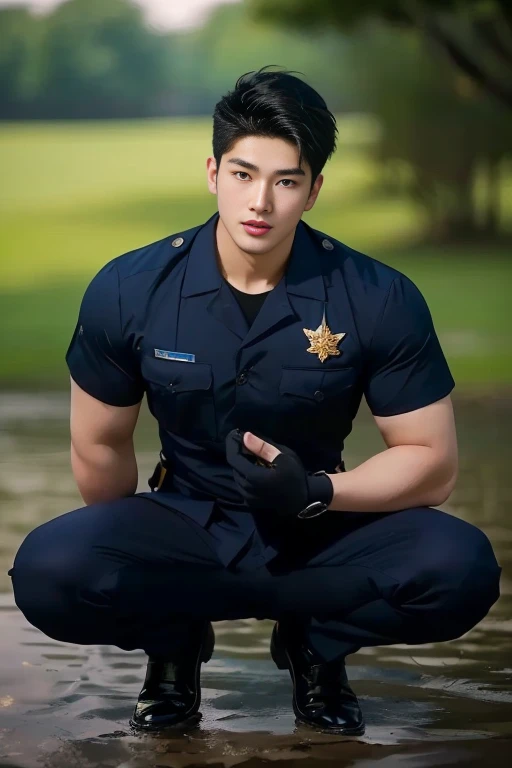Haraf man looking at camera, perfect has a round face, A well-maintained model., Close-up photo, Southeast Asian man with a round face, 3-D profile picture, 8K, 45,000,000 pixcls, realistic light colors, beautiful young asian man, Asian man, charming anime, Comfortable pose, Anime Asian man in real life, attractive handsome man, young Asian man, Russian mixed with Japanese, perfect body, Freestyle photo of a handsome young man, ผู้Asian manที่สวยงาม, The character is in her natural pose.,
