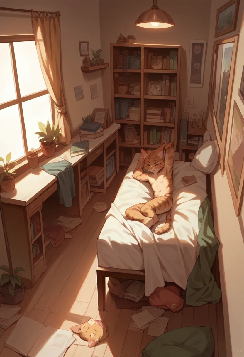 Lofi style room, study night , Raby , catboy