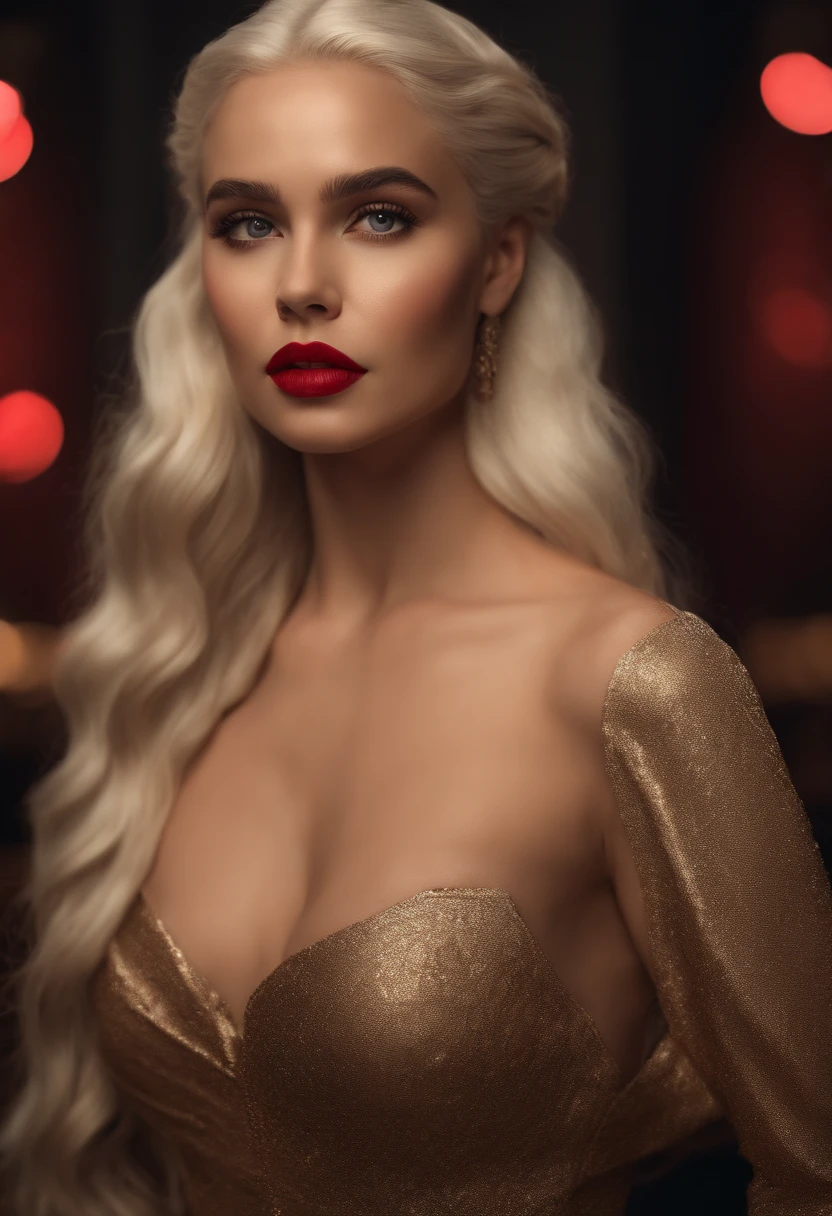 (Best Quality,4k,8K,hight resolution,Masterpiece:1.2),Ultra-detailed,(Realistic,Photorealistic,photo-realistic:1.37),Daenerystargaryen,beautiful detail eyes,beautiful detailed lips,Extremely detailed eyes and face,long eyelashes,hair Blondes Targaryen's,provocative outfits,Eroticism,sexuality on Red Square,illustartion,Contrasting colors,nighttime,city lights,Dmnaya atmosphere,glamorous,haute couture,Confident postures,Playful expressions,Eye-catching fashion accessories,red lipstick,Perfectly styled hair,Flawless make-up,Modern furniture,city backdrop,Imposing architecture,neon signage,vibrant color palette,soft-lighting,Subtle shadows,Seductive images,Attention to small details,Immersive Experience,Emphasize feminine beauty,Expressive gestures,abuse,Celebration of femininity.