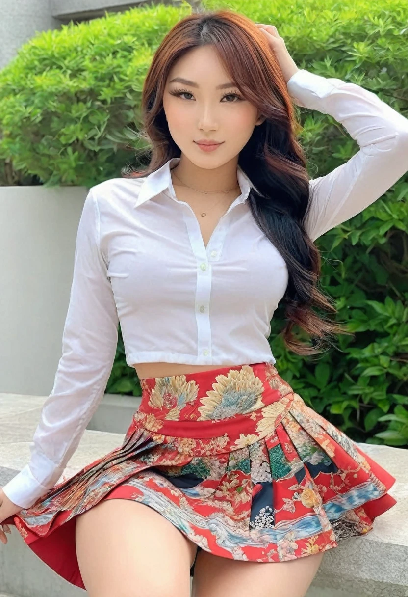 ((best high quality:1.2)), Work of art, 8k, extremely detailed, ((High detail:1.2)), (HotLexi woman), Solo, ((24 year old pretty perfect Japanese female:1.4)), (micro-skirt, cropped),