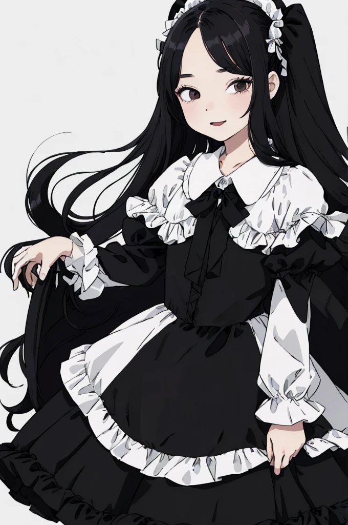 best quality, masterpiece, detailed,2d,flat color, 1girl,yo,petit,black hair,straight hair,(long hair,),,lolita dress,