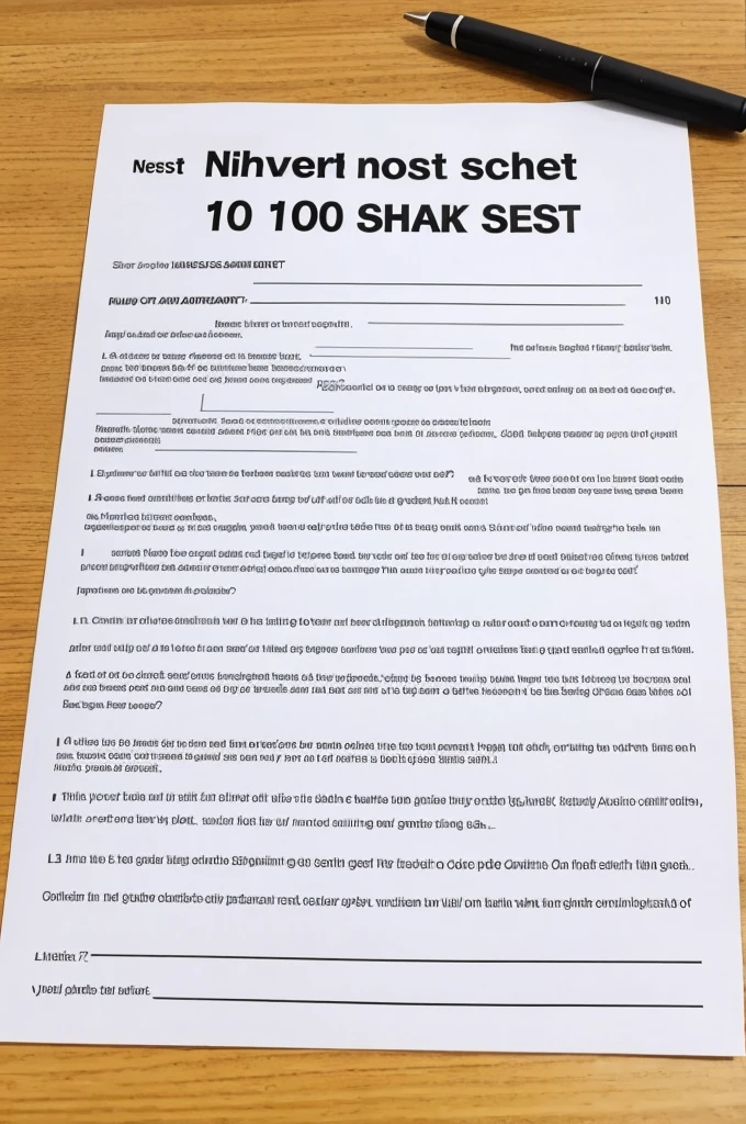 Answer sheet with 100/100 marks