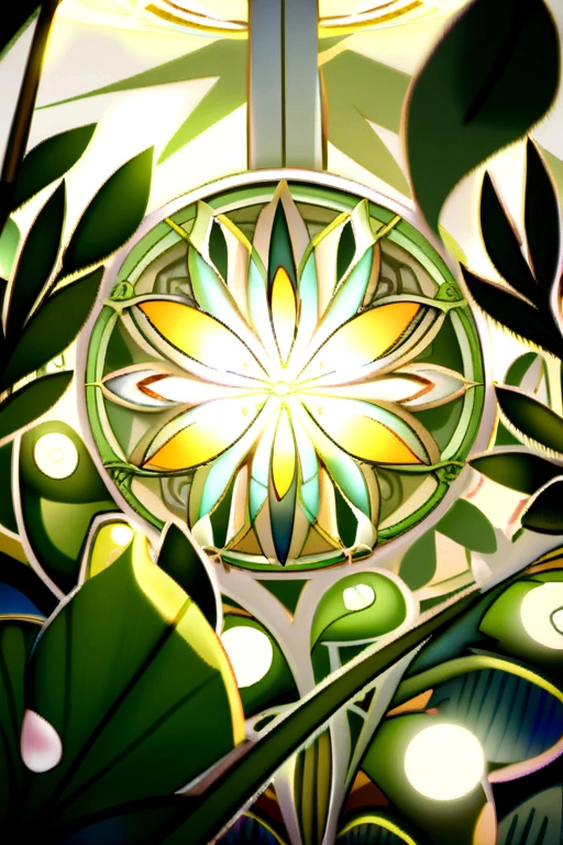 A sparkling halo: The leaf is surrounded by a luminous halo, which symbolizes healthy shine, purity and high quality products.
