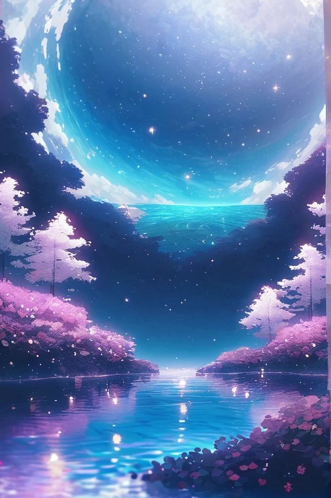 ((Лучшее качество)), ((шедевр)), (подробный), a magical lake with glowing water