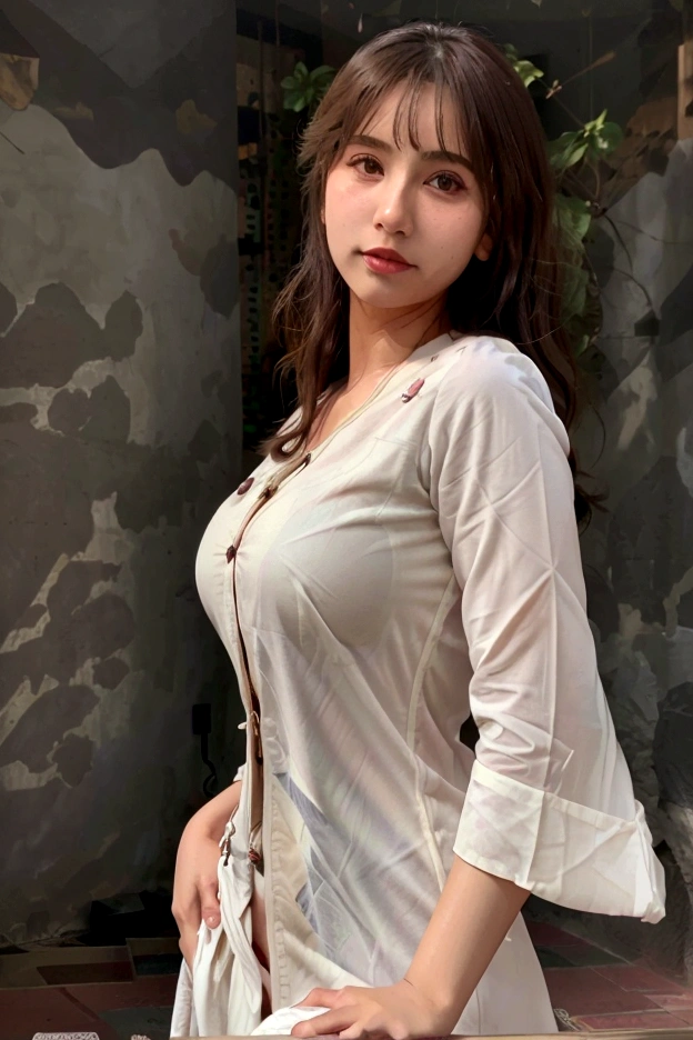 ((best quality)), ((masterpiece)), (detailed), Beautiful indian bhabhi , hot kurti,
Deep cleavage , pose , standing , side view , naughty facial expression , before and after , cute dimple , hot , real image , 3d
