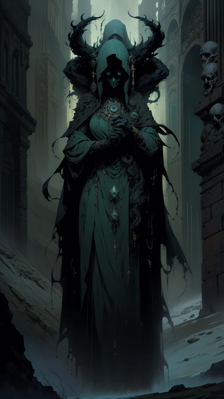 (Best Quality,4k,High resolution,Masterpiece:1.2),extremely detailed and realistic portrait of beautiful lady Cthulhu, Creepy and Mysterious Facial Features, tentacle-like appendages protruding from its face, Intense and penetrating yellow eyes, distinct, intricate scales covering its body, Ancient and otherworldly creature, dark and creepy atmosphere, Surreal and nightmare landscapes, Disturbing and malevolent presence, Terror lovecraftiano, Dark blue and green color palette, Dramatic and discreet lighting with ominous shadows, Ethereal and supernatural aura