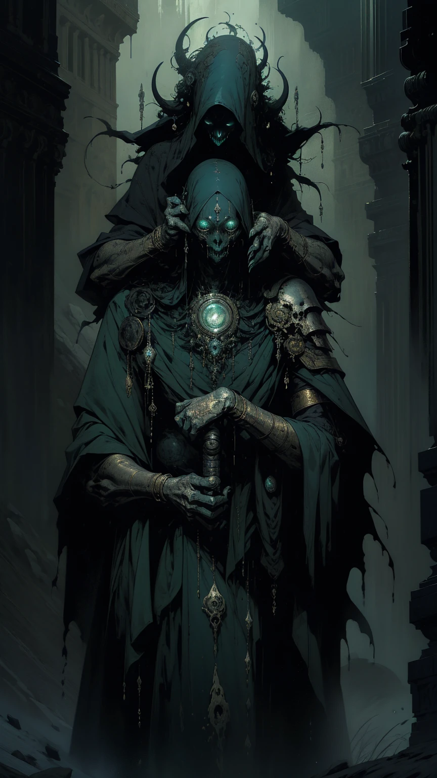 (Best Quality,4k,High resolution,Masterpiece:1.2),extremely detailed and realistic portrait of beautiful lady, Creepy and Mysterious Facial Features, tentacle-like appendages protruding from its face, Intense and penetrating yellow eyes, distinct, intricate scales covering its body, Ancient and otherworldly creature, dark and creepy atmosphere, Surreal and nightmare landscapes, Disturbing and malevolent presence, Terror lovecraftiano, Dark blue and green color palette, Dramatic and discreet lighting with ominous shadows, Ethereal and supernatural aura