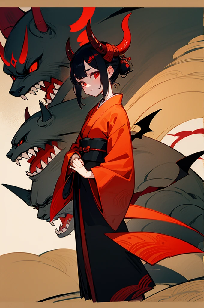 Kimono, Female, Edo Period, Japanese Background, Demon,demon skin