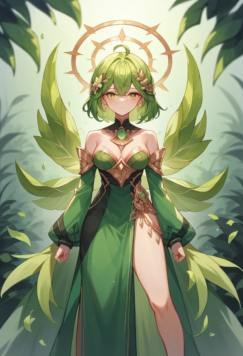 The main color for the leaf is Green (symbolizes nature and freshness).
Halo color: Golden or light shade (symbolizes health, shine and purity)