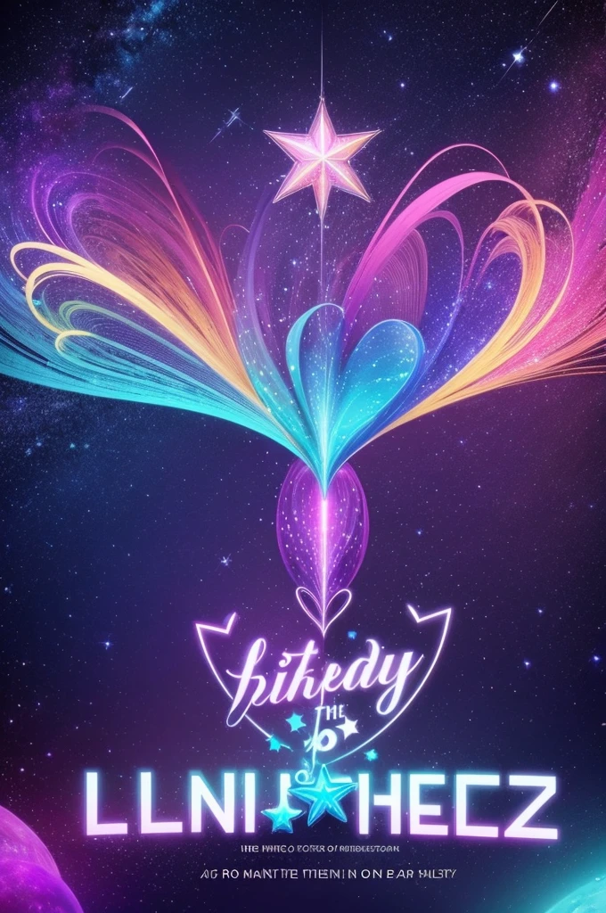 28th birthday visual identity with the theme “under the stars” where the main element is psychedelic stars and the title of the party is “luanapalooza” and the main colors are blue, roxo e prata