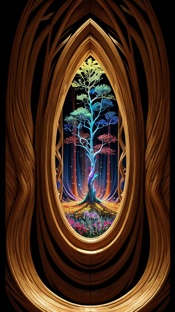 circular tree,four seasons,spring,summer,autumn,winter,leaves,roots,branches,trunk,ornate border,decorative,digital illustration,artwork,movement,time,swirling background,dark background,vibrant colors,natural,life cycle,growth,change,nature,life,peace,harmony,spirituality,symbolism,digital art,illustration,painting,graphic design,art,design,digital media,online art,visual art,fine art,fantasy