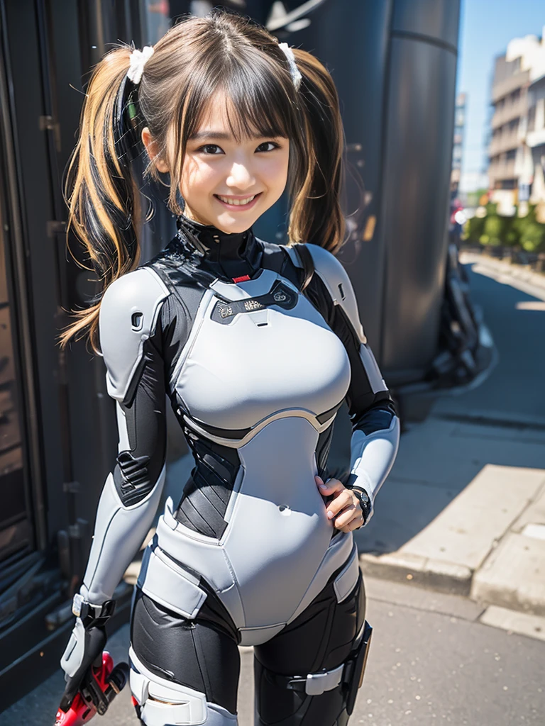 (8K、Raw photography、Highest quality、masterpiece:1.2),(Black Hair、Dark Eyes:1.9),(Plug Suit:1.6)、View your audience,Viewed from the front,White skin,(Twin tails:1.4)、(Tight waist:1.6)、(Clothes that accentuate the shape of the breasts:1.0)、(Big Breasts :1.3)、Slim figure、Ultra-high resolution,beautiful,beautiful fece,(One person、No background:1.9),whole bodyボディー,Japanese women,(reality的:1.37)、Photon Mapping,reality、(-face cute: 1.4)、(Cute Smile: 1.8)、(Round face: 1.8)、Radio City、Physically Based Rendering、Depth of field rally background、photograph, (I can see your knees、Thigh close-up:1.8),(:1.6),whole body、Great quality