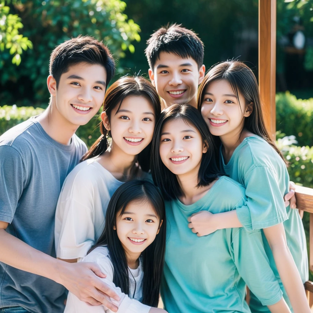 "Family photo at the front door、28-year-old mother、33-year-old father、6-year-old daughter、Everyone is smiling confidently and showing their teeth、Outdoor Setting、Warm lighting、Casual clothing、Nature background、Bright expression、Vibrant colors、Very detailed、Close-up"
"(オクタンRender、Render、drawing、anime、Bad photos、Bad photos撮影:1.3)、(Worst quality、low quality、Blur:1.2)、(Bad teeth、Deformed teeth、Deformed lips)、(Bad Anatomy、Bad ratio:1.1)、(Deformed iris、Deformed pupil)、(Deformed eyes、Bad Eye)、(Deformed face、Ugly Face、Bad face)、(Deformed Hand、Bad move、Fused fingers)、Pathological、Disconnect、mutation、Malformation"
