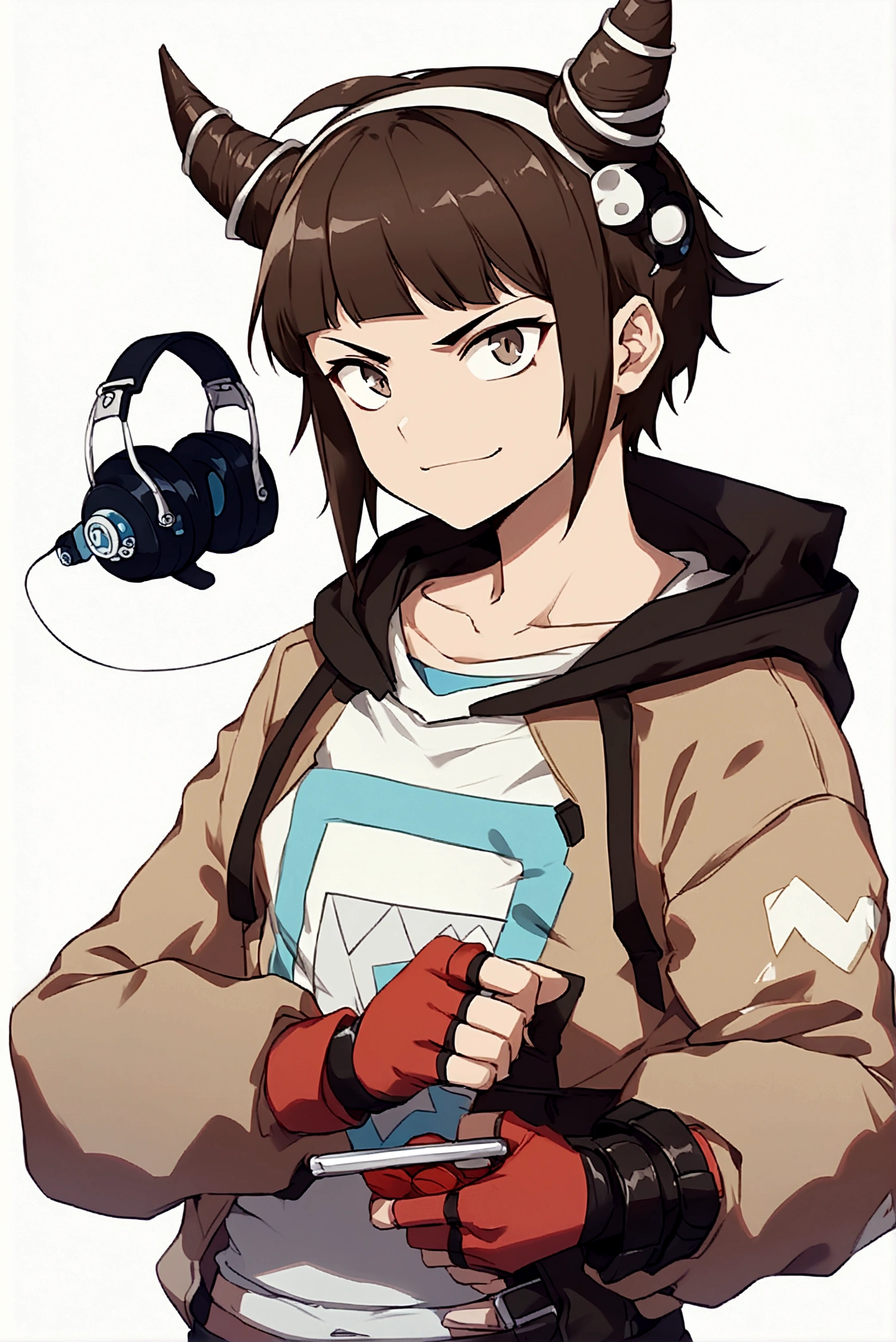 juri han, work of art, black hair, hair horns, black alan walker hoodie, black leggings, black punk boots, black fingerless gloves,evil smile, graffiti