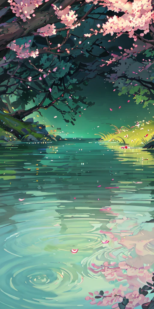 Chinese ancient times, spring, jungle, lake, cave, waterfall, tree, meadow, rock, deer, hot spring, water vapor, (illustration: 1.0), epic composition, realistic lighting, HD details, masterpiece, best quality, (very detailed CG unified 8k wallpaper)