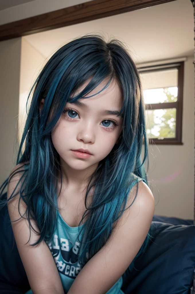 A from the United States with blue hair and very sexy
