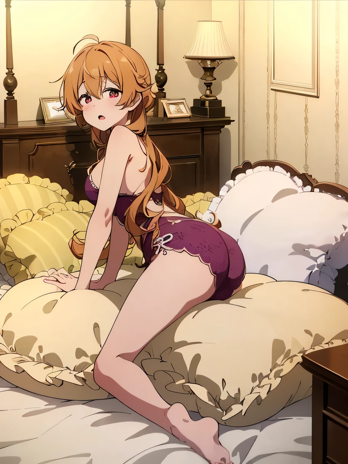 (best quality, masterpiece),mine, , details), (Light and shadow oxtail,,, bed background, Cute girl posing on pillow,,, ,Pillow,(piles of Pillow),Upholstered,((four poster bed)),Soft pillow quotation,,Lots of Pillow,,(Pillow),,The love surrounding the protagonist,steam,,,Luxury Pillow),,(luxury bed),(Gorgeous pattern pillow),luxurious pillow,(bedroom ),,,pillow humping,hump,open mouth,,red eyes,,kneeling,(Love around the protagonist),(Steaming hot),(pillow),Four poster bed,Canopy bed,Lots of pillow,princess bed,kanata_konoe