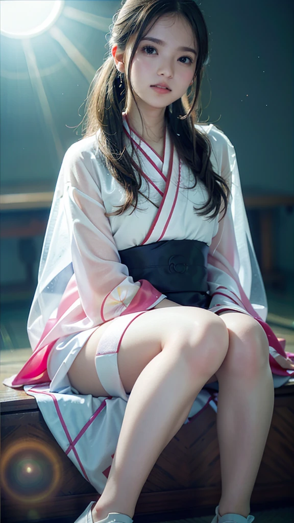 smile, little, baby face, baby model (8k, RAW photo, photorealistic:1.25) ,( lipgloss, eyelashes, gloss-face, glossy skin, best quality, ultra highres, depth of field, chromatic aberration, caustics, Broad lighting, natural shading,Kpop idol) a serene and goddess-like happiness,(wearing kimono), anggry face, pony tail hair, (full body, showing leg)