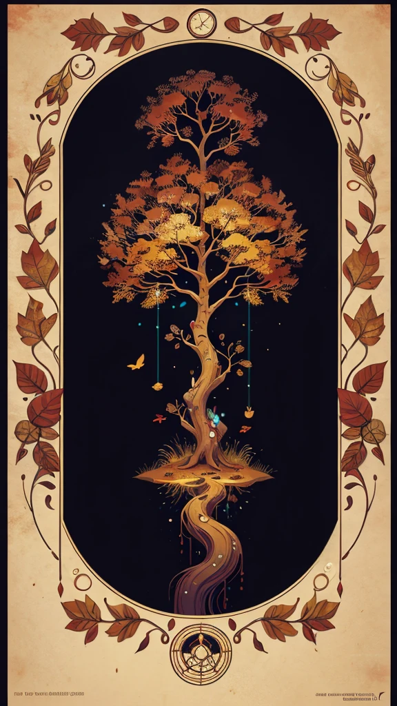 circular tree,four seasons,spring,summer,autumn,winter,leaves,roots,branches,trunk,ornate border,decorative,digital illustration,artwork,movement,time,swirling background,dark background,vibrant colors,natural,life cycle,growth,change,nature,life,peace,harmony,spirituality,symbolism,digital art,illustration,painting,graphic design,art,design,digital media,online art,visual art,fine art,fantasy