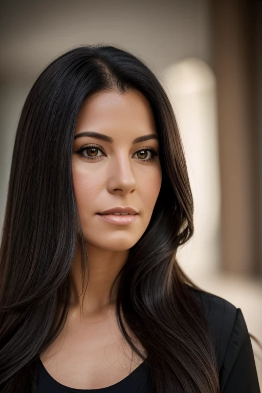 There is a woman with long hair and a black blouse, headshot profile picture, profile image, alanis guillen, taken at the beginning of 2020, 30 year old woman, portait photo profile picture, 3 0 years old woman, foto perfil, Ayahausca, frontal image, very low quality image, lorena avarez