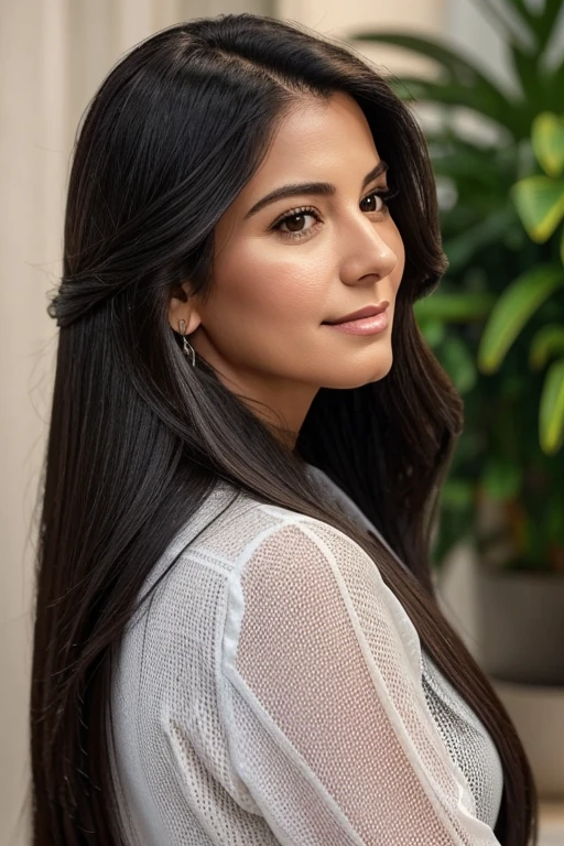 There is a woman with long hair and a black blouse, headshot profile picture, profile image, alanis guillen, taken at the beginning of 2020, 30 year old woman, portait photo profile picture, 3 0 years old woman, foto perfil, Ayahausca, frontal image, very low quality image, lorena avarez