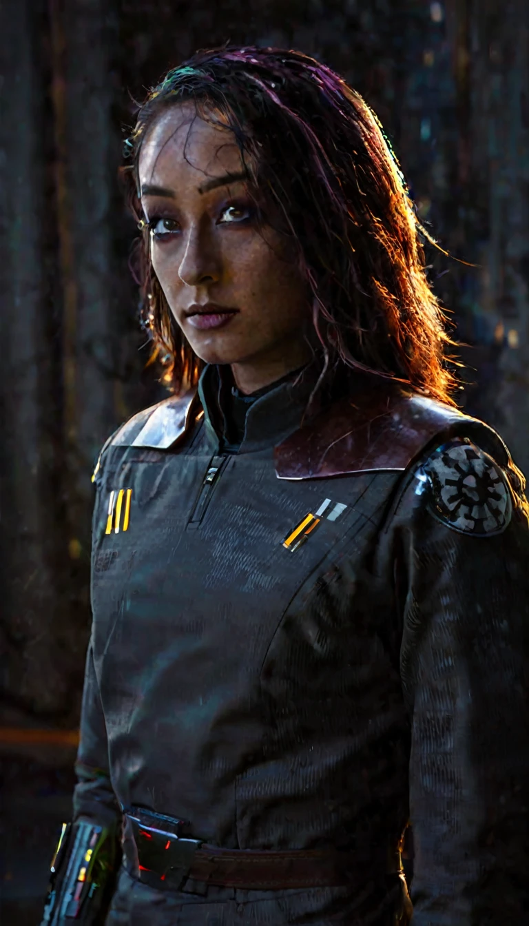 battle damage , missing arm ,bright yellow eyes, ultra-detailed,vibrant colors,sci-fi,portrait,dramatic lighting,detailed facial features,dark background,long hair,glowing eyes,futuristic clothing,expressionless face,metallic texture,bright highlights,high contrast,radiant colors,artificial intelligence theme,sharp focus,technological elements,shadows and highlights,ethereal glow,neon lights,stormy atmosphere,otherworldly setting,unconventional composition,sharp lines,sleek design,mysterious atmosphere,unearthly beauty,digital enhancements,advanced technology,glowing circuitry,abstract background,ominous presence,subtle reflections,energetic pose,unique perspective,foreshortening effect,symmetrical composition,imposing presence,dynamic energy,striking visual impact,translucent overlays,organic and mechanical fusion.
