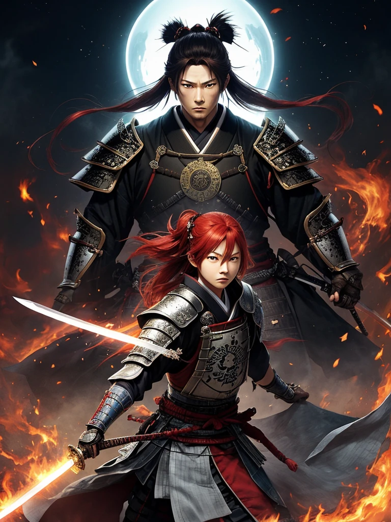 Konami's IP Getsu Fumaden, in the story, the red-haired protagonist is named [Getsu Fuma], wearing a ghost face charm, samurai armor, holding an ancestral wave sword, and preparing to attack the enemy who killed his brother [りゅうこつき].