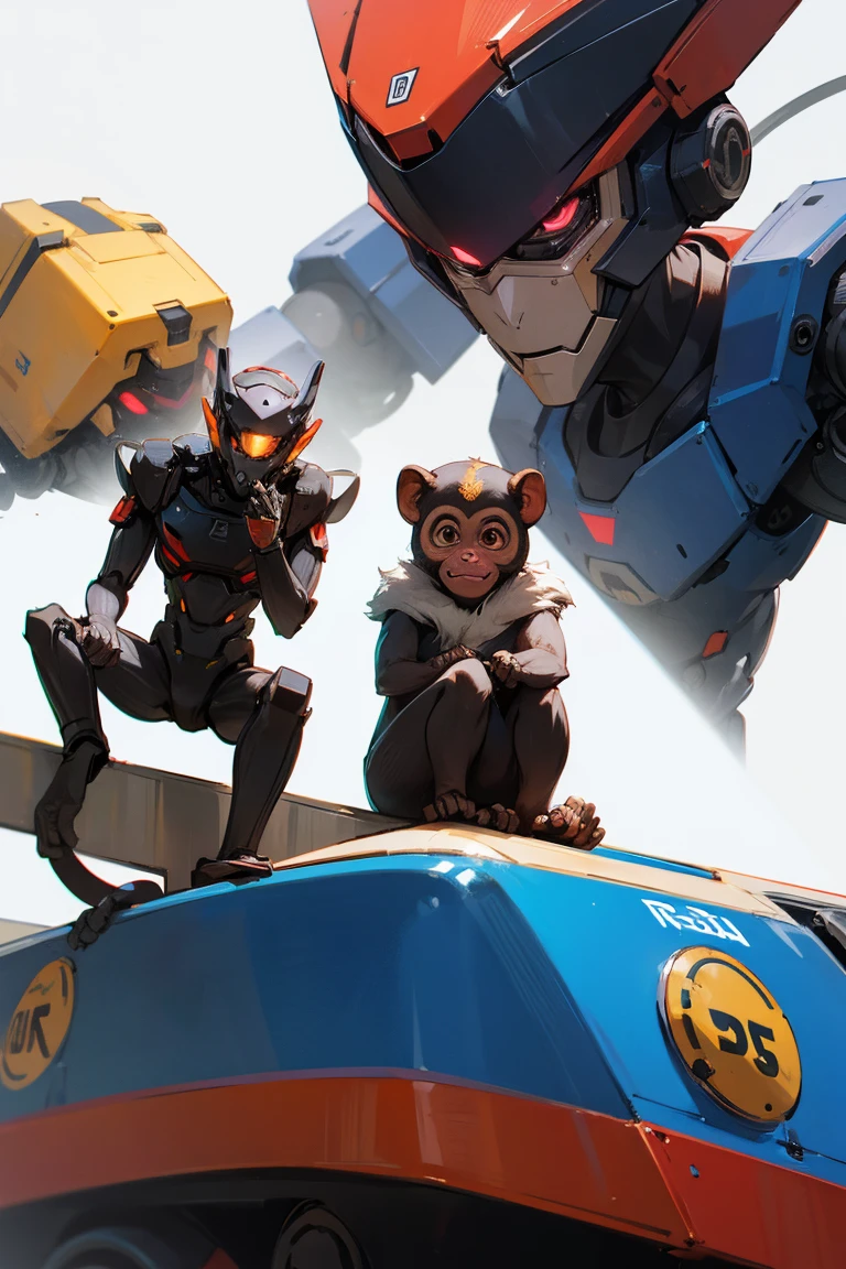 3 robot monkeys, friends  