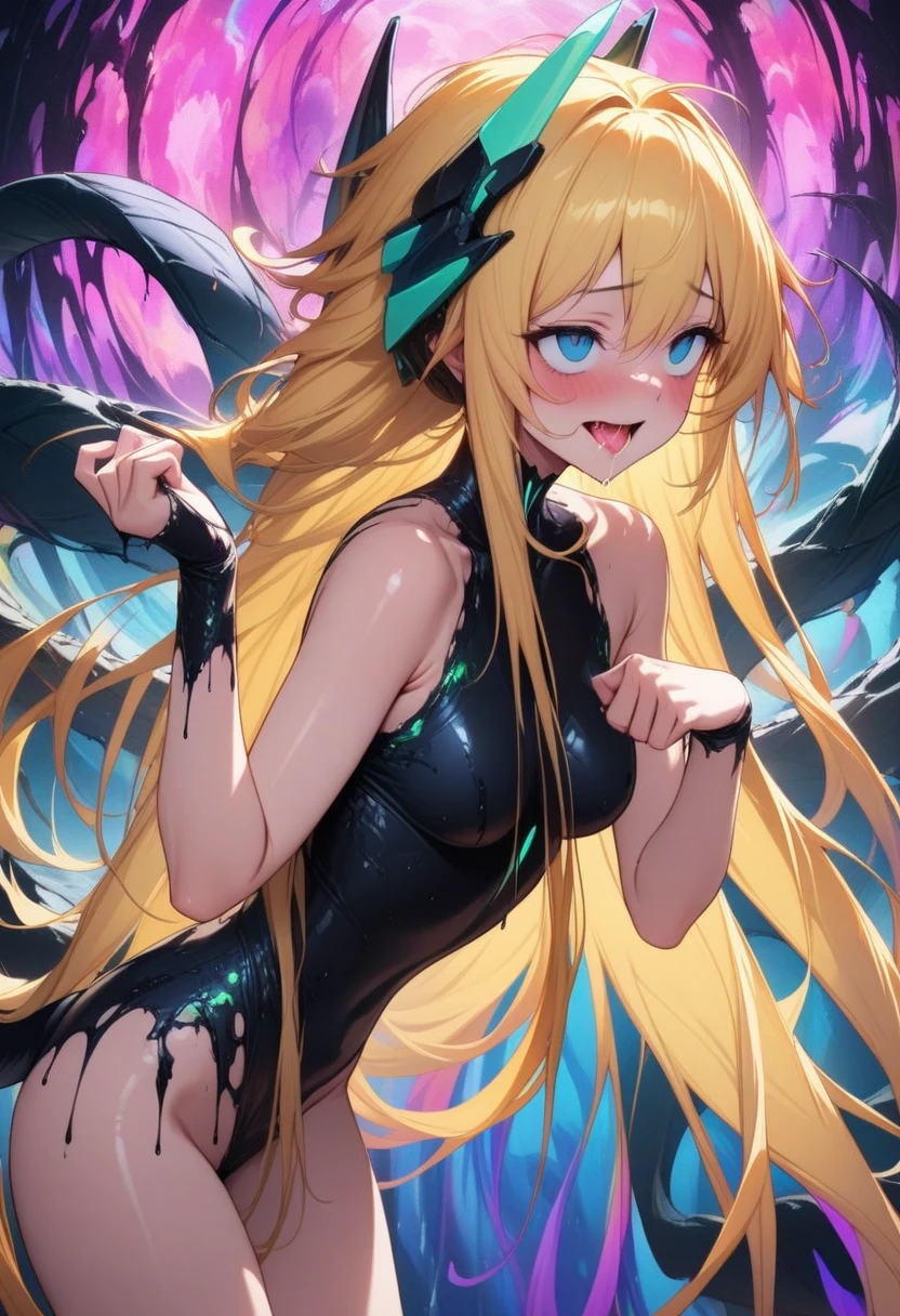 (masterpiece),(Highest quality),(Super detailed),(Best illustrations),(Best Shadow),(Absurd),(Detailed Background),(so beautiful), 16K, 8K,(Best illustrations),(Best Shadow), (so beautiful)angelabalzac, One person, alone, curby, , very long hair, , Blonde, blue eyes, expelled from paradise, , Star-shaped hair fastening, BlueGreen Headgear, low twintails, empty eyes, blank eyes, , , paw pose, Arched back, , , orgasm, afterglow, erotic smile, , , , , , , , Sexy posture, , , cross-eyed, rolling eyes, , , , , , One succubus tail, Open your mouth carelessly, , , saliva trail, , shiny skin, , , , , torogao, ahegao, BREAK, , Dramatic lighting, Psychedelic Background, Clear liquid, Oculogyric crisis, night, , , Torrent of Light, mysterious, spoken hearts,