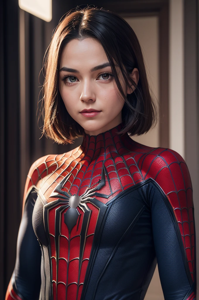 A photograph of Spider-Man, without mask, the 20s, bonitas, face detailed, looking at the camera, portraite, 8k hd, high qualiy