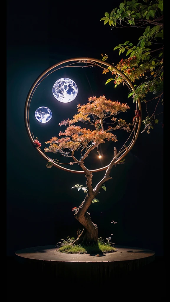 circular tree,four seasons,spring,summer,autumn,winter,leaves,roots,branches,trunk,ornate border,decorative,digital illustration,artwork,movement,time,swirling background,dark background,vibrant colors,natural,life cycle,growth,change,nature,life,peace,harmony,spirituality,symbolism,digital art,illustration,painting,graphic design,art,design,digital media,online art,visual art,fine art,fantasy