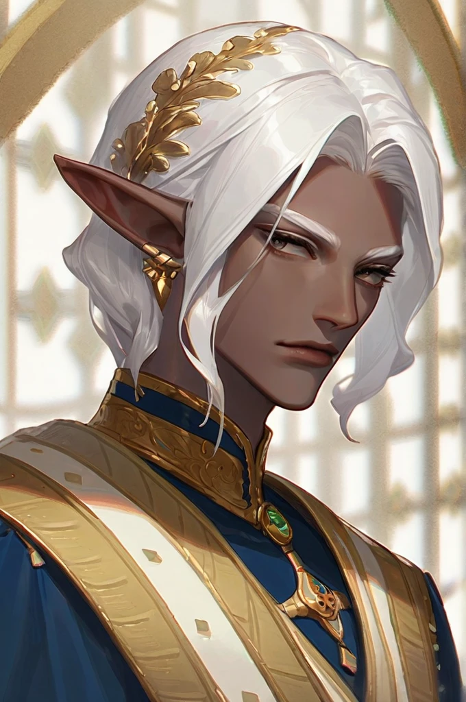 ((Лучшее качество)), ((шедевр)), (подробный), dark skin elf with wight hair held by tentakles