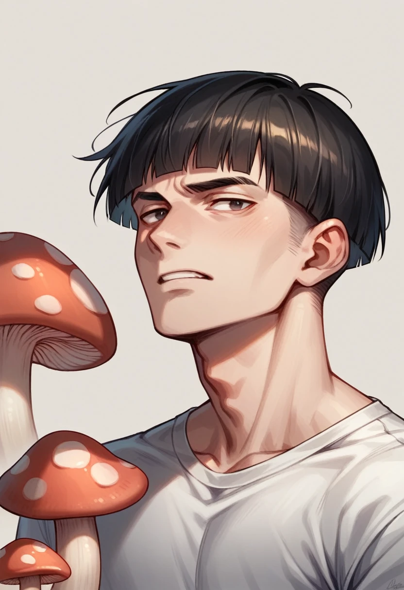 funny hair mushroom cut on a man 