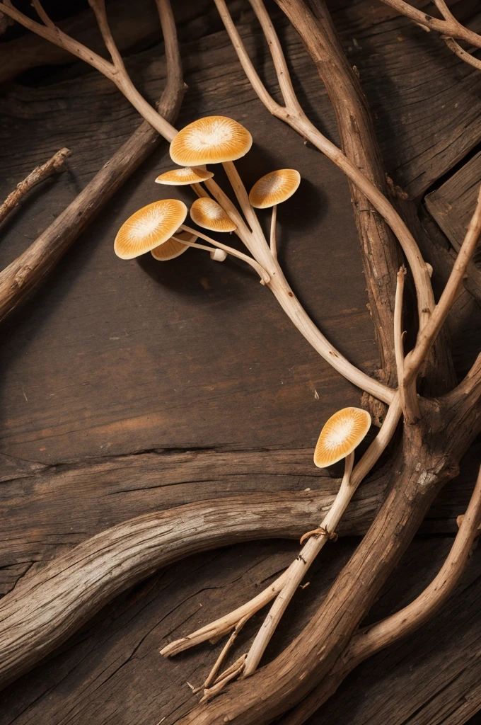 Wooden branch with fungus