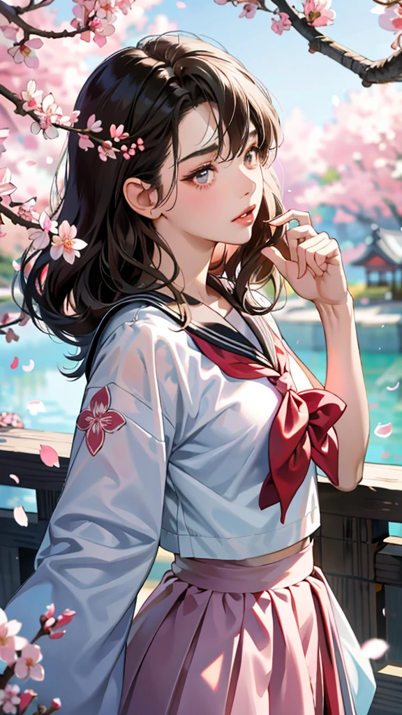 Stunningly Realistic 8K Wallpaper Showcasing a Radiant Black-Skinned ta Teen in an Enchanting Japanese Gyaru Style School Sailor Uniform – Accentuated by a Mesmerizing Cherry Blossom Backdrop
Nude and Semi-Nude Elements:
Dazzling and Detailed Cherry Blossom Petals Flying, Framing the 16-year-old Asian Girl in a Japanese High School Student Role
Short Bob Hairstyle with Curls, Dark Brown Hair, and Expressive Eyes Emulating a Youthful and Attractive Japanese Lolita Aetic
Full Lips, Hour