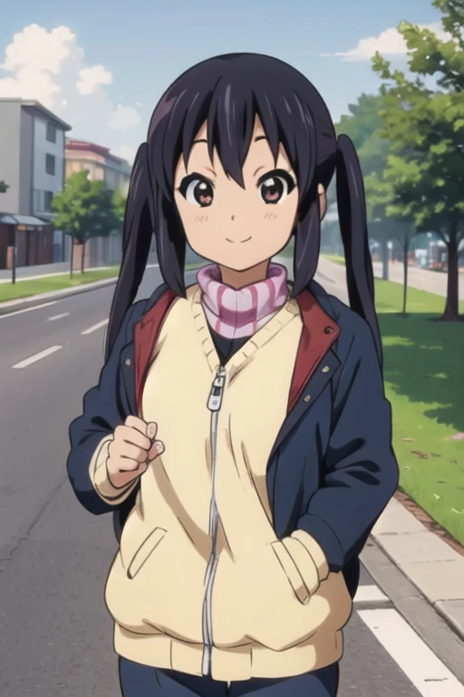 (((Perfect picture))), One girl, alone, Azusa Nakano, , Jacket, View your viewers, smile