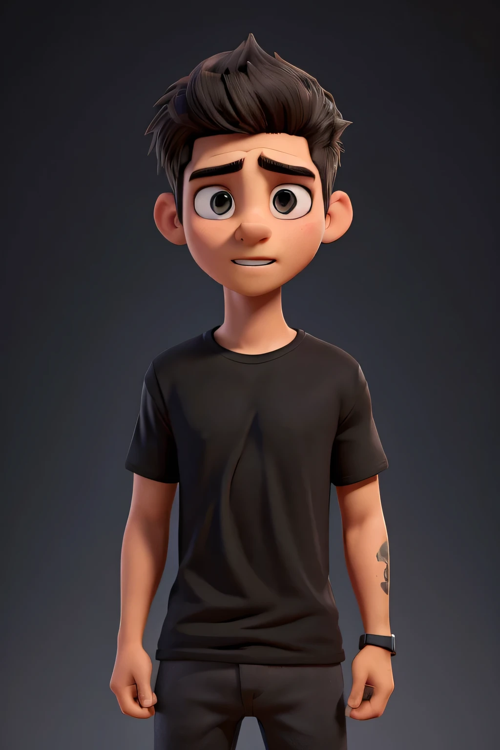 a 25-year-old man, black t-shirt, black cap, shocked expression, no shadows in eyes, detailed face, high quality, photorealistic, 8k, best quality, studio lighting, hyper realistic, sharp focus, vibrant colors, dramatic lighting, cinematic composition, masterpiece
