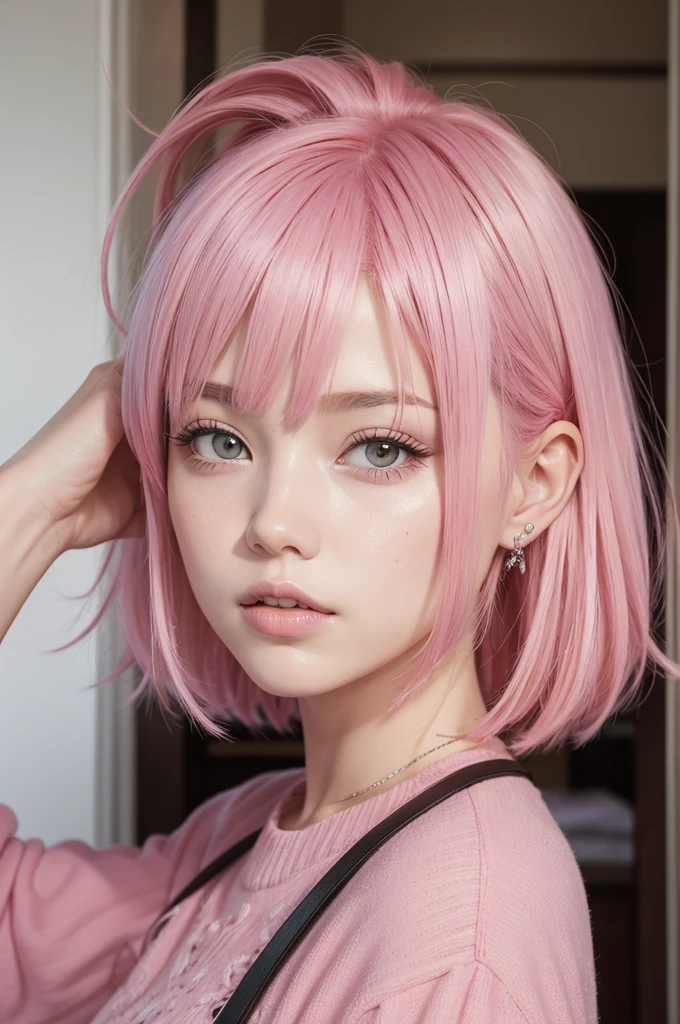 Pink hair Look at the pink