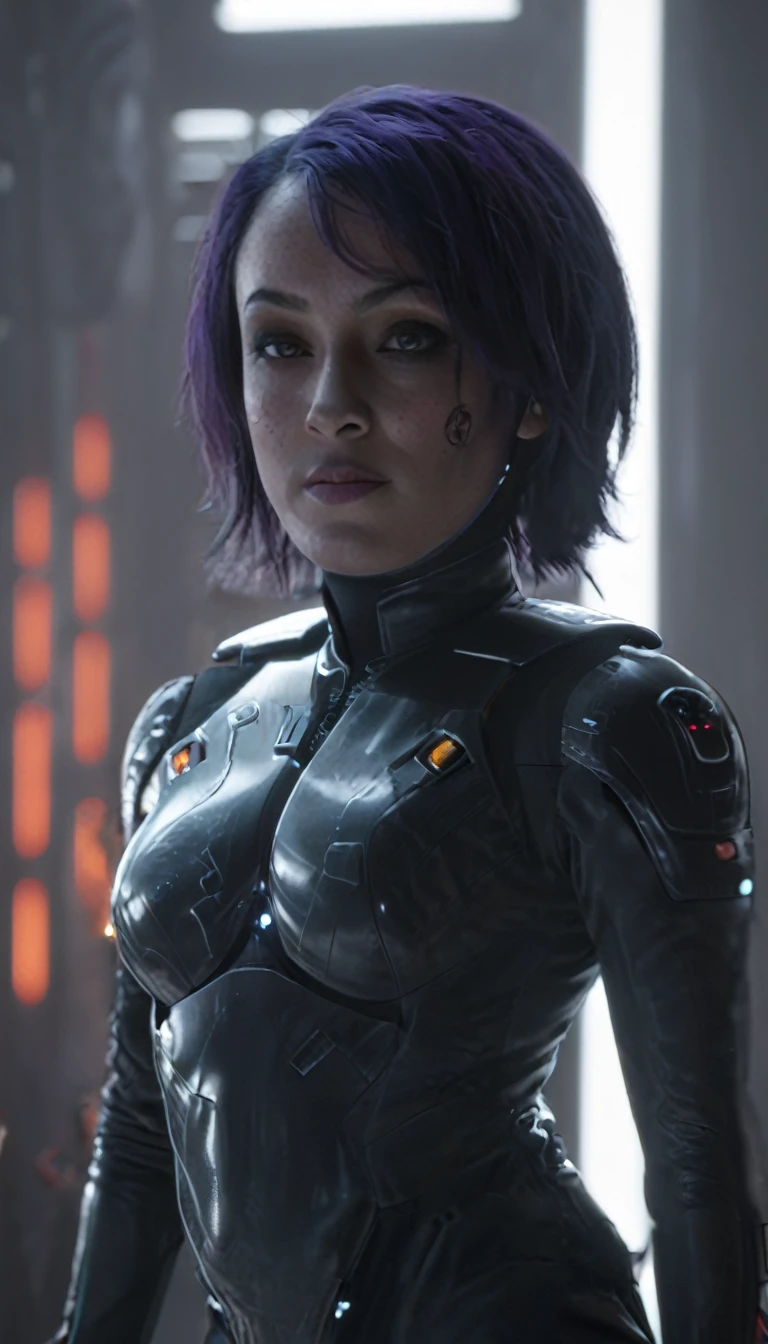 professional 3d model Cinematic scene, sabine wren, HUGE BREASTS, Ghost in the Shell, detailed background, masterpiece, best quality, high quality, highres, absurdres . octane render, highly detailed, volumetric, dramatic lighting