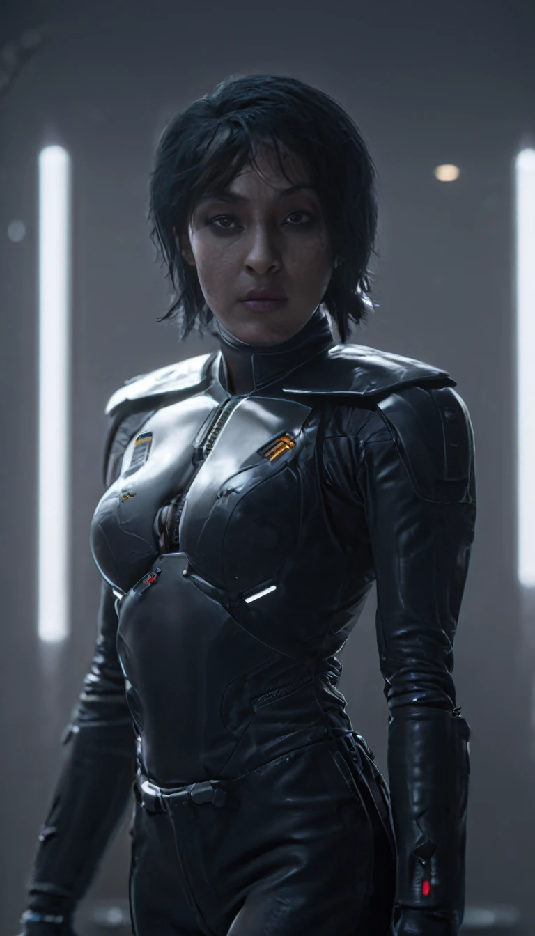 professional 3d model Cinematic scene, sabine wren, HUGE BREASTS, Ghost in the Shell, detailed background, masterpiece, best quality, high quality, highres, absurdres . octane render, highly detailed, volumetric, dramatic lighting